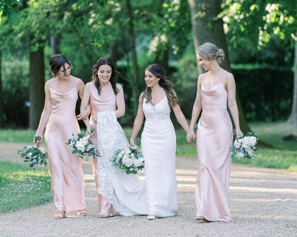 Bride and bridesmaids in the Cotswolds