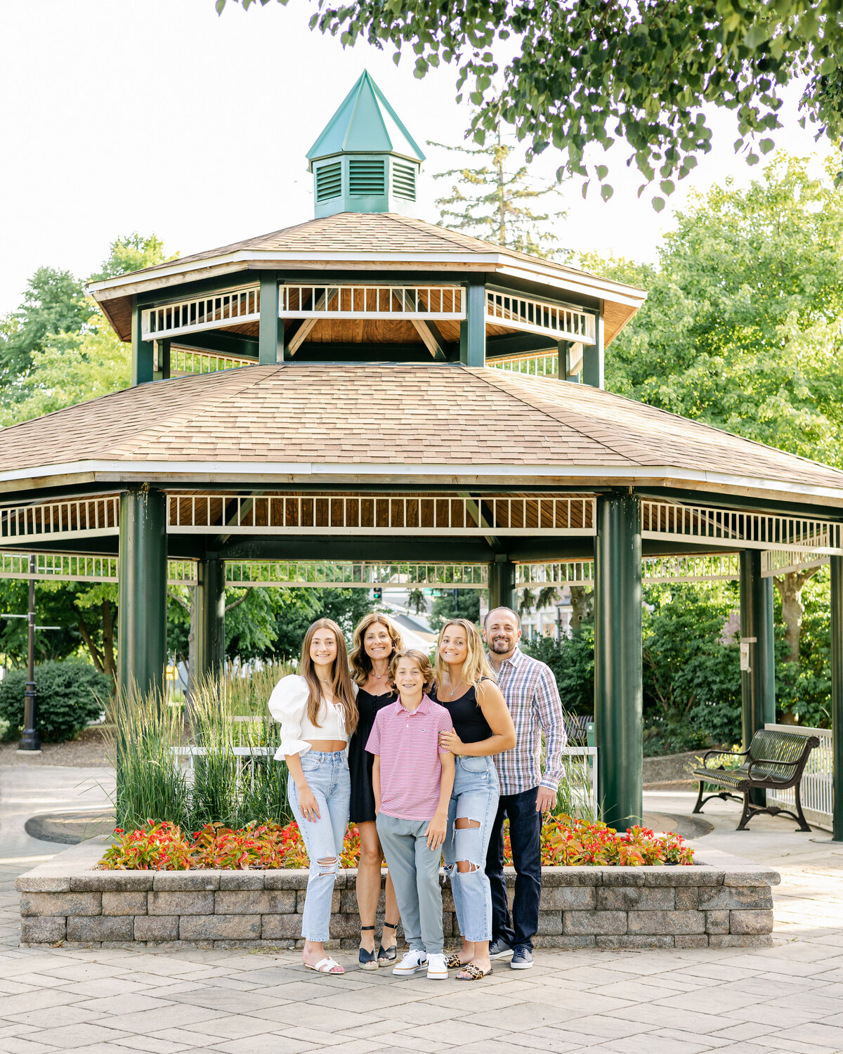 Family in front of the gazebo