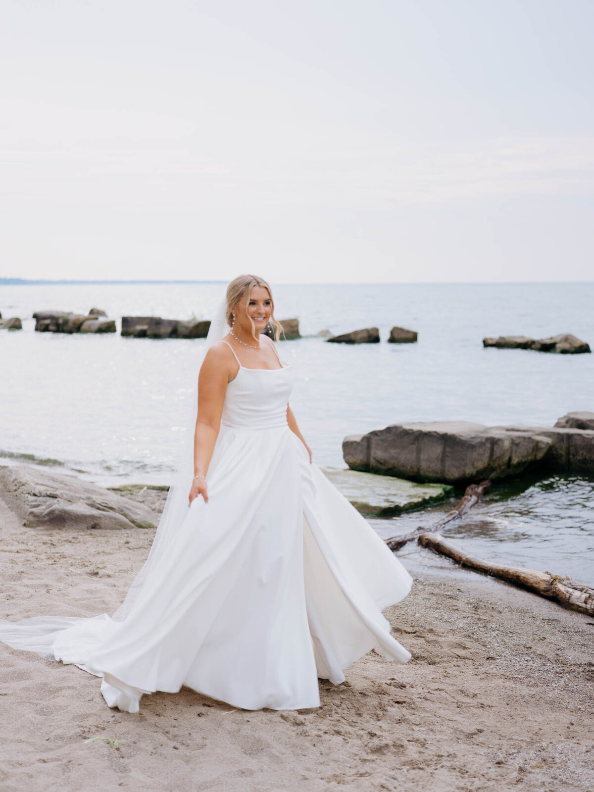Bride by the water at Cleveland Yachting Club
