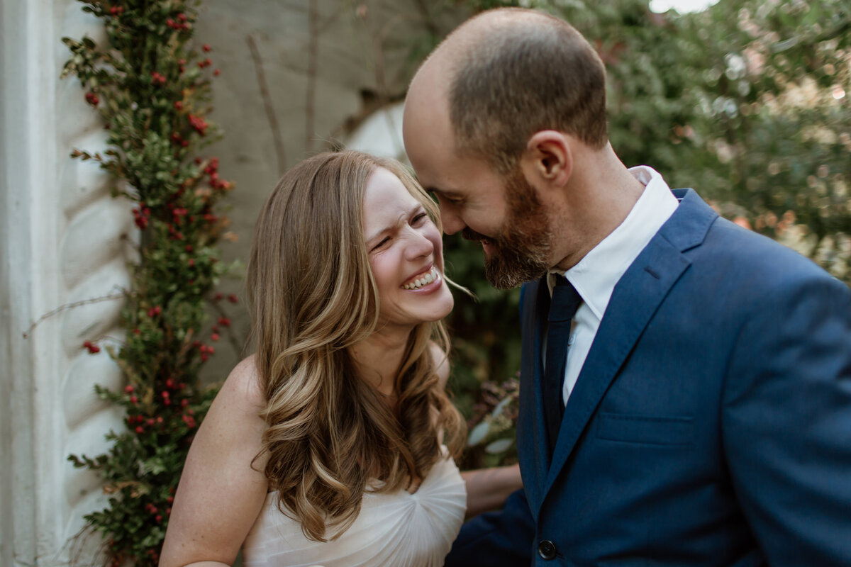 A sweet first-look moment with a bride and groom on their winter wedding day. Captured by Fort Worth wedding photographer, Megan Christine Studio