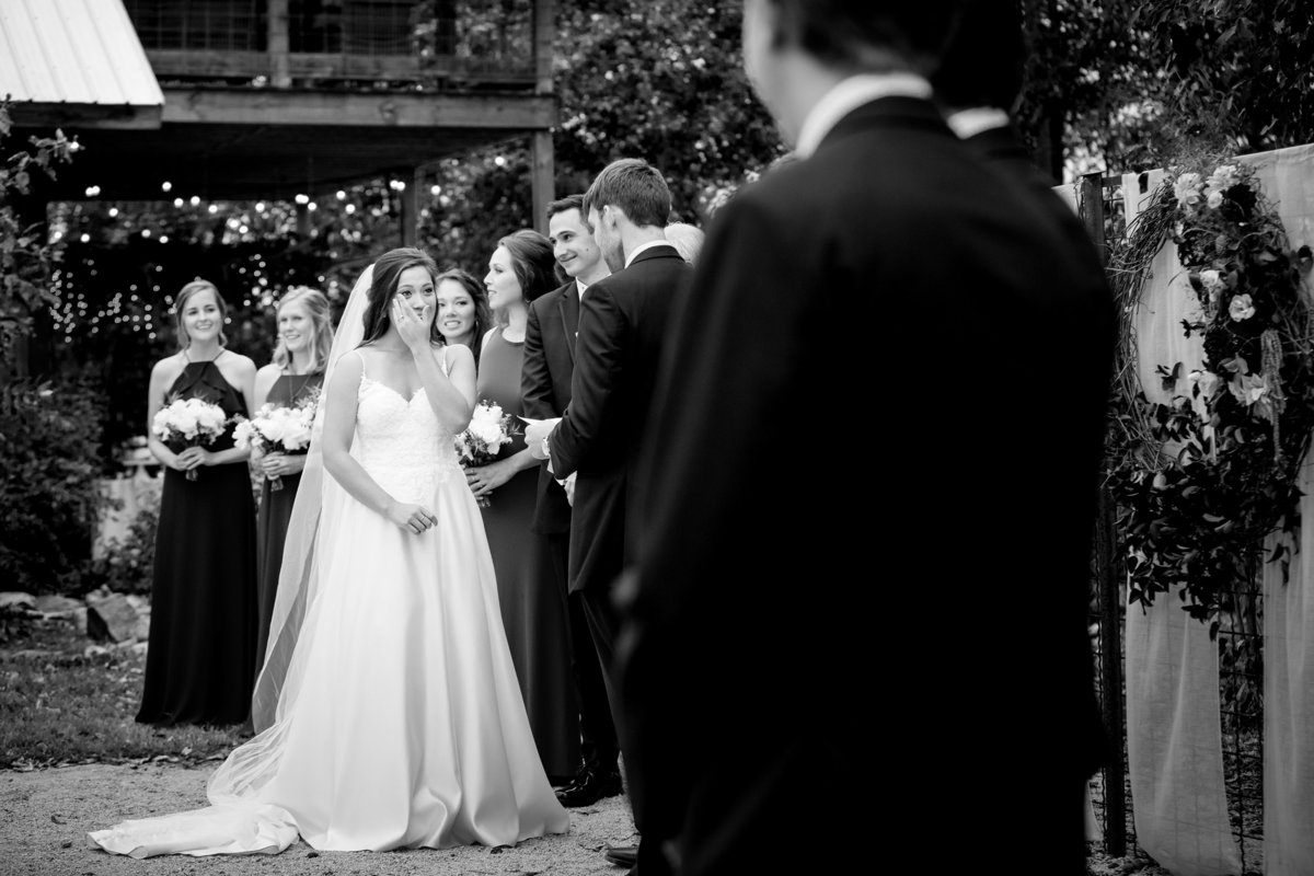 Outdoor wedding ceremony in the fall at Sassafras Fork Farm
