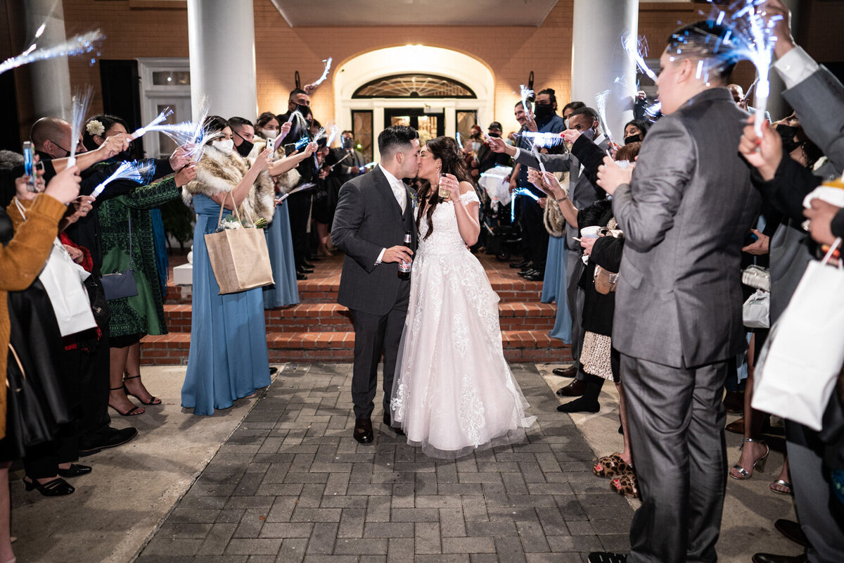 Bride and groom leaving Southern Oaks wedding reception