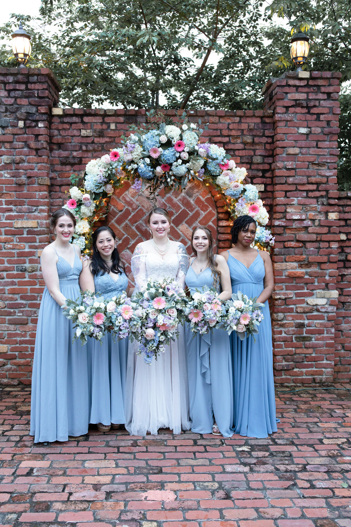 Carl-House-Wedding-Bride-with-Bridesmaids-Blue-Dresses