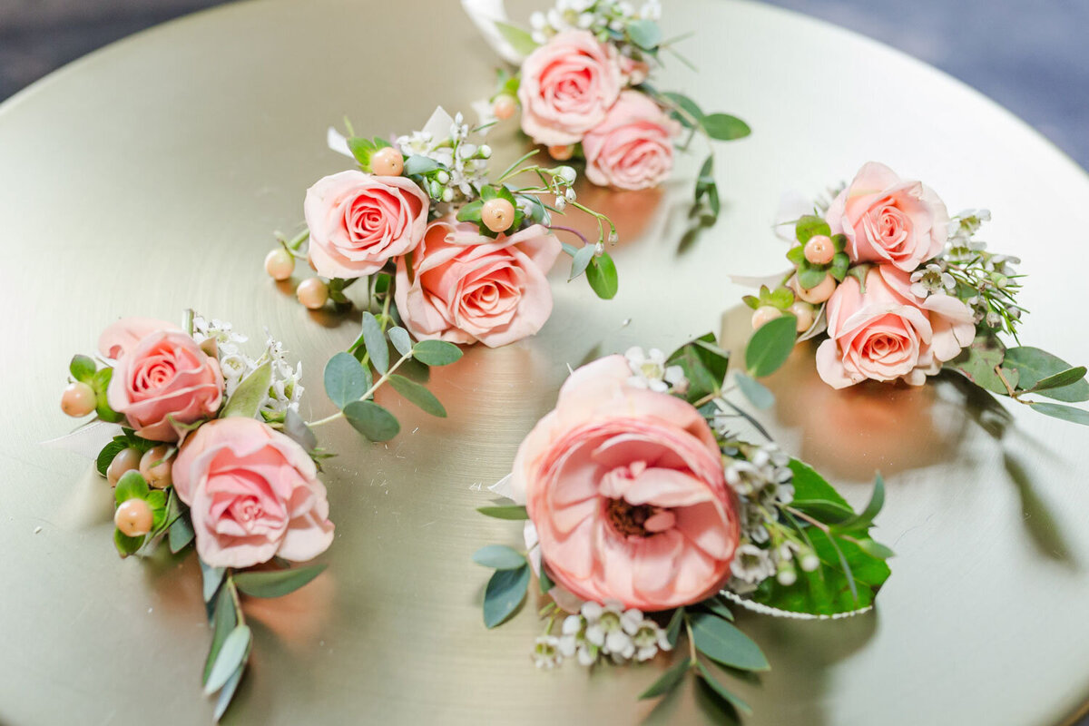 Pink roses used for wedding decor