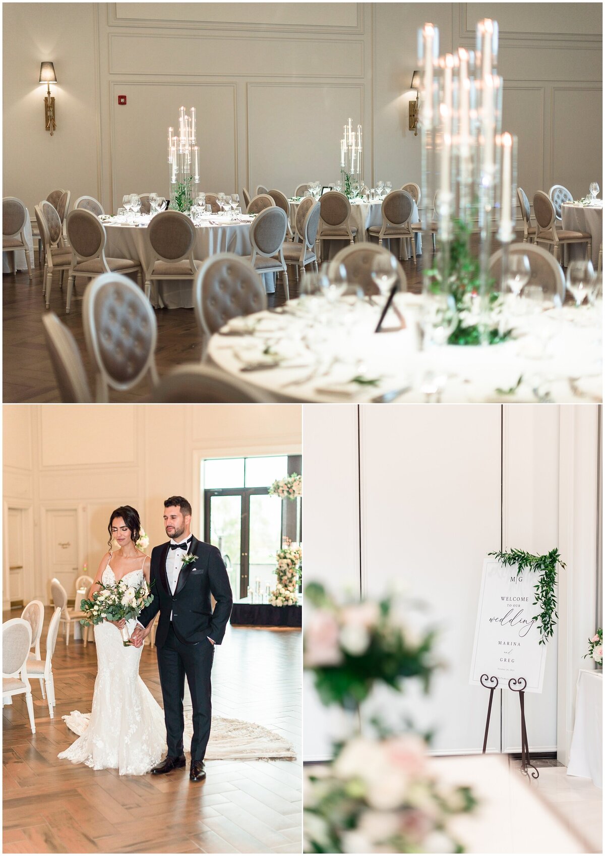 Bride with a white roses bouquet wearing a veil and a headband matching her bridal dress with sheer corset design and lace flower details in the GTA