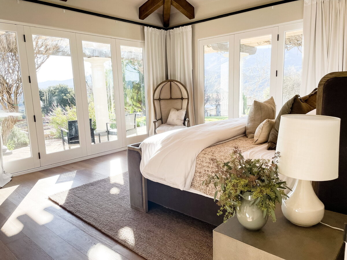 bedroom with large windows