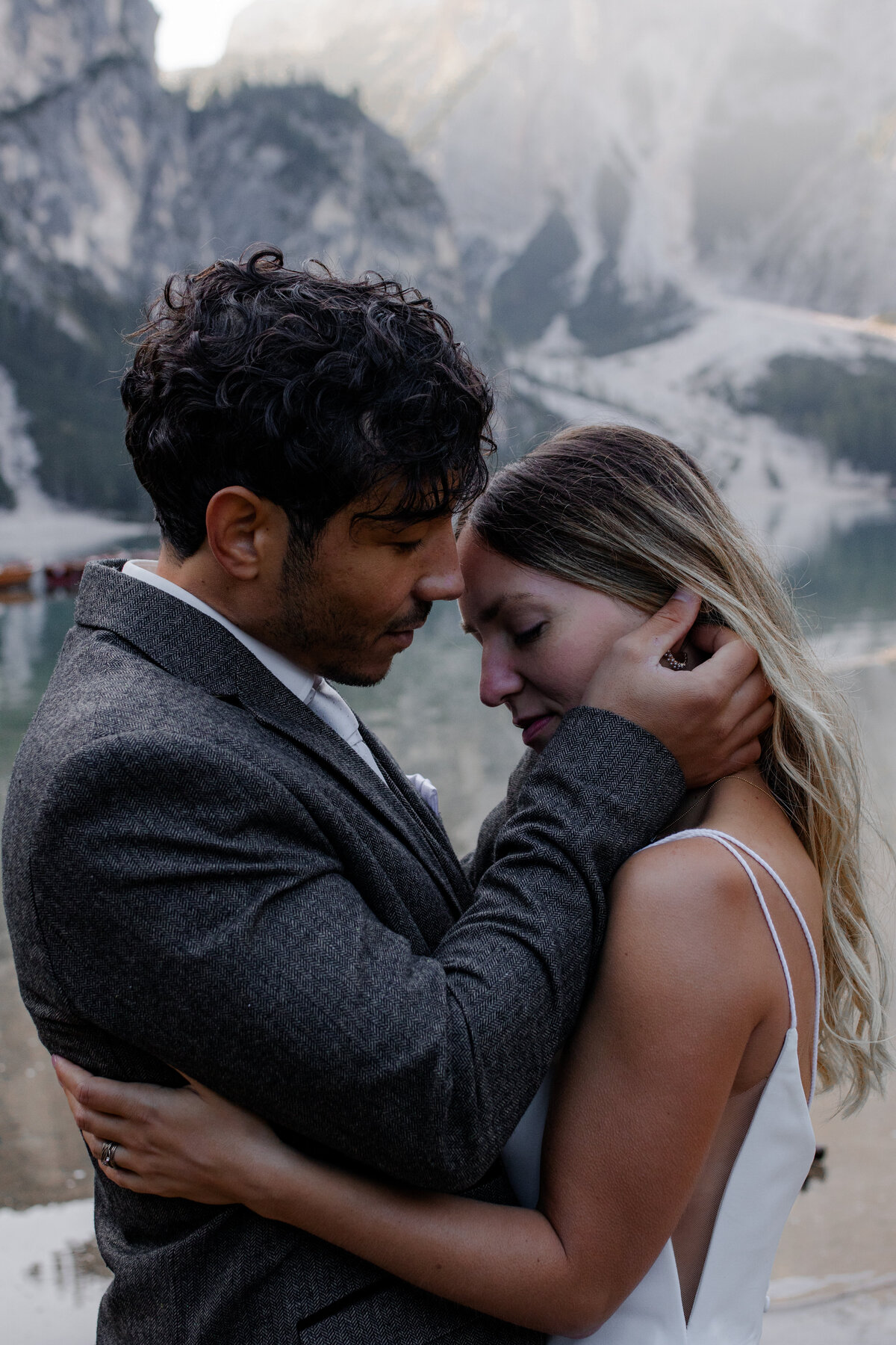 Elegant bride and groom in the Dolomites