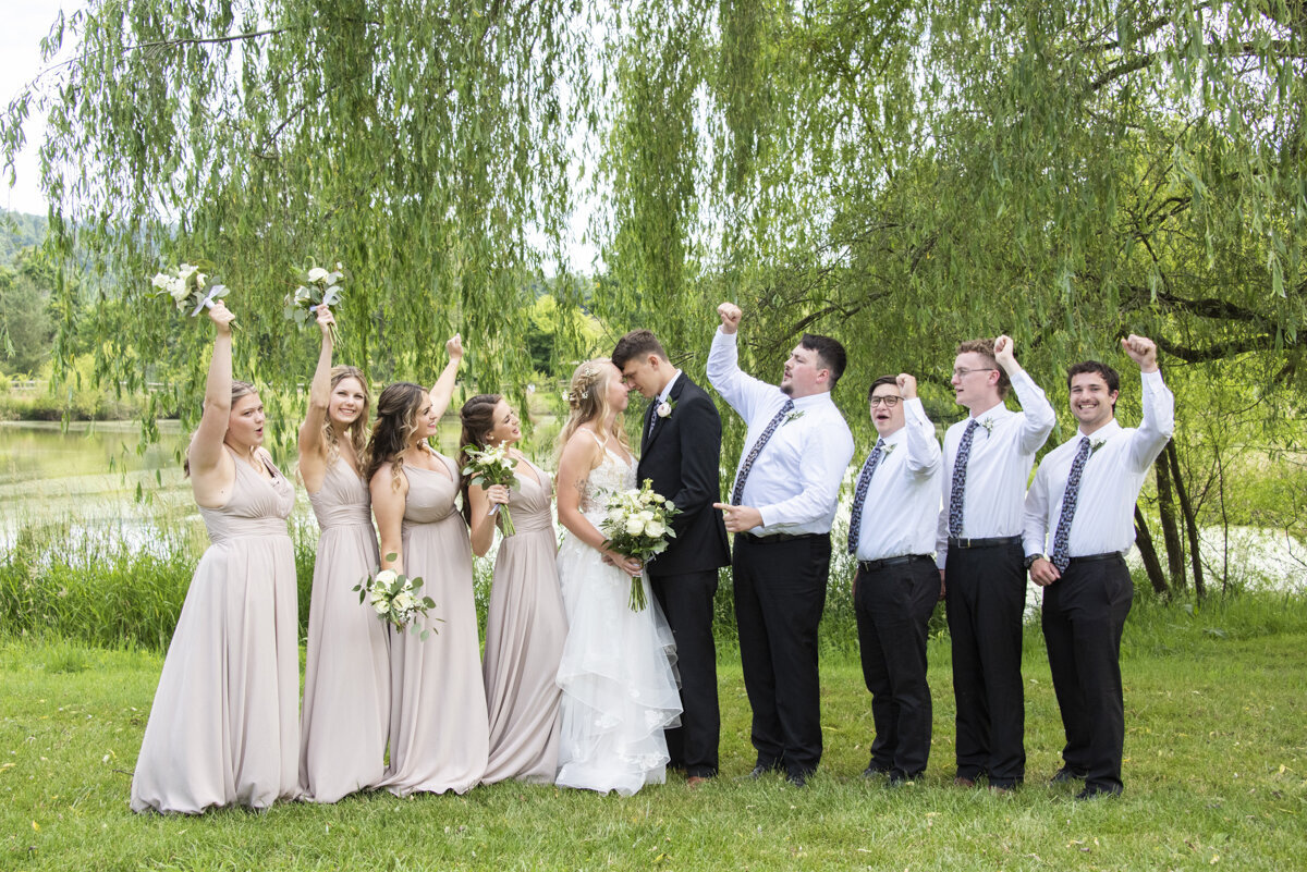 wedding party photo at Claxton Farm