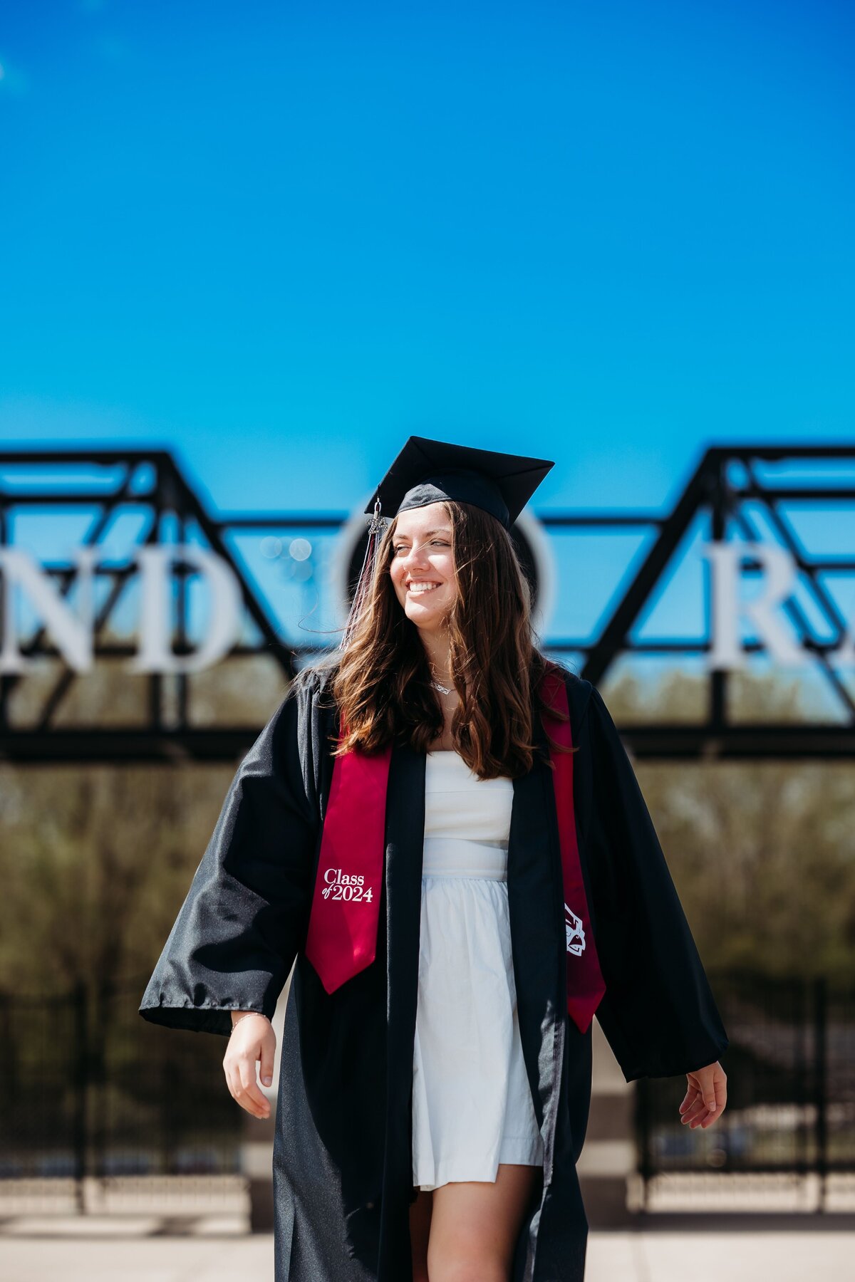 Portland Michigan graduate outside of the high school stadium.
