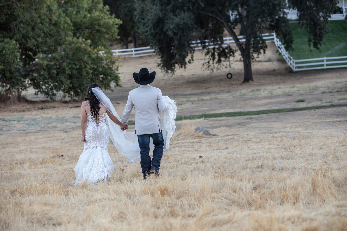 bride and groom walking