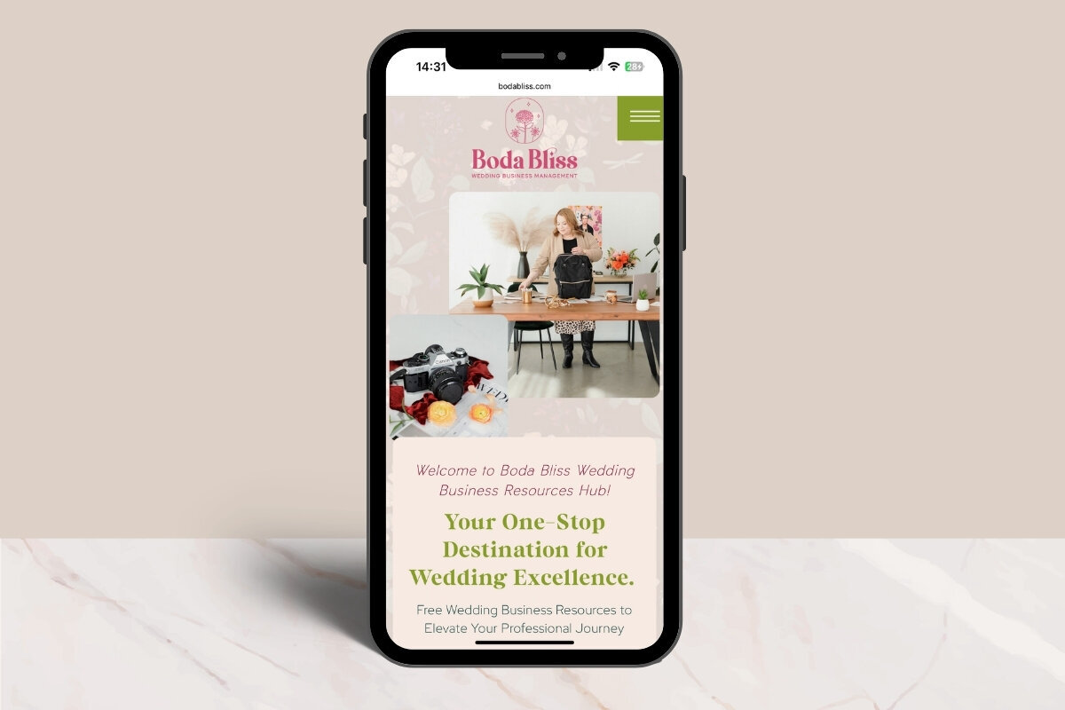 custom Showit website design for Boda Bliss, an Online business manager