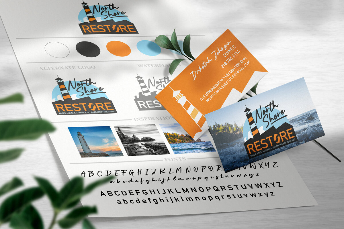 Bold brand design mockup for a restoration company