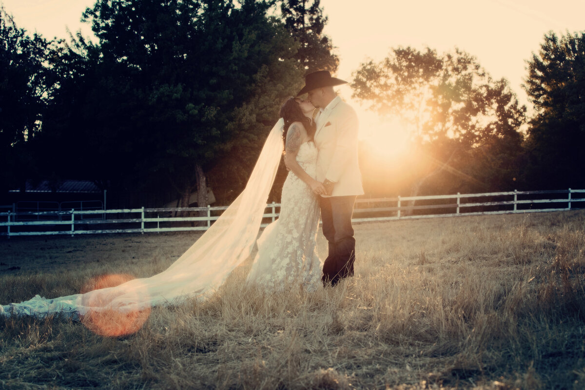 flare shot bride and groom