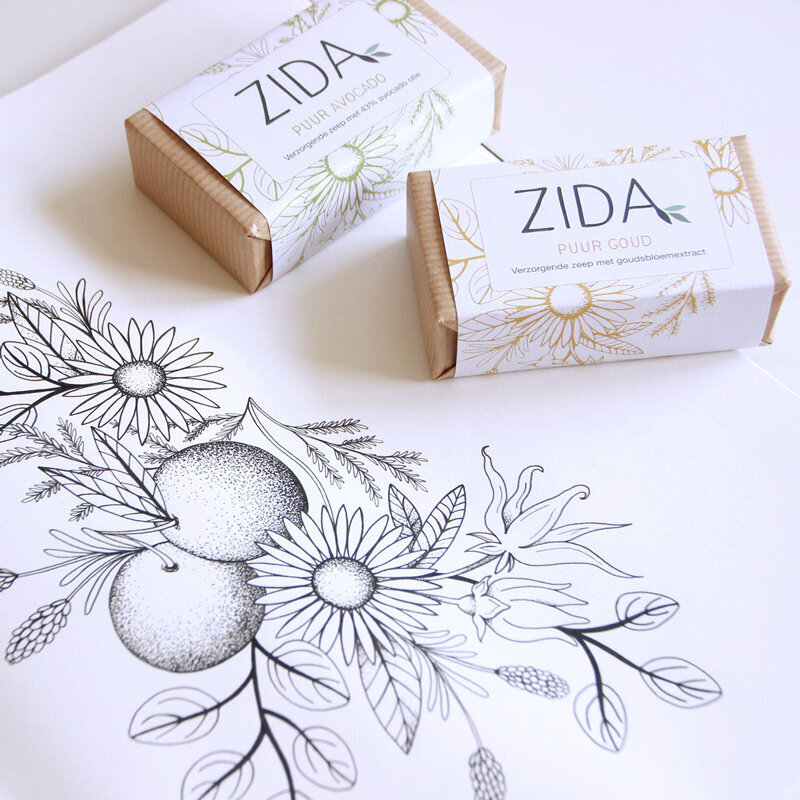 illustration for soap label packaging design