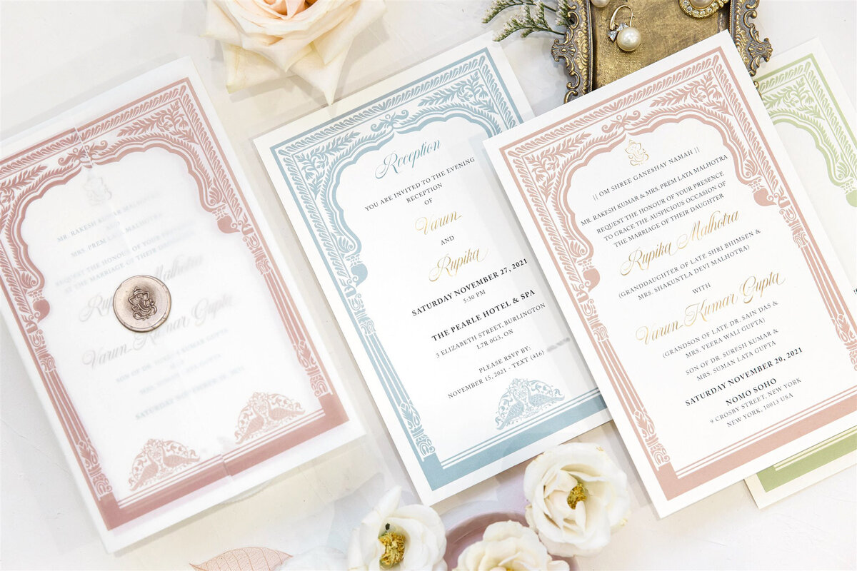 Ornate border Classical Hindu wedding invitation 2