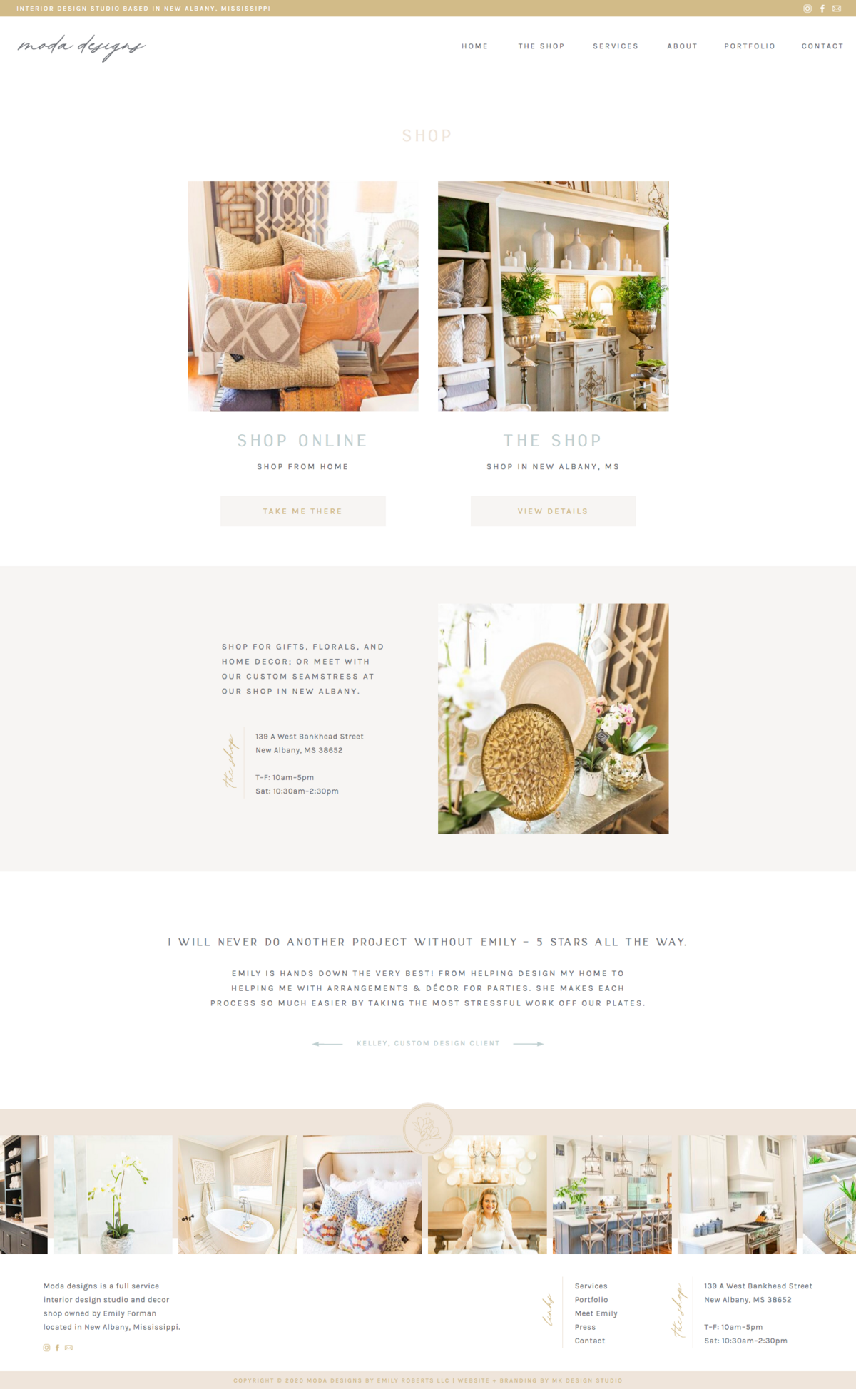 a screenshot of an elevated website design for an interior designer
