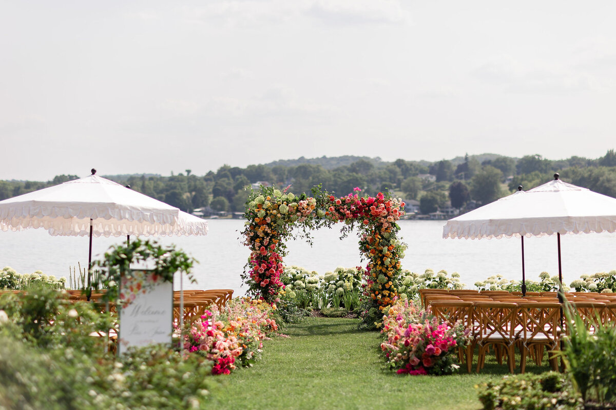 Pink, Yellow, Orange Summer Chuppah at the Lake House on Canandaigua - Verve Event Co. - Jenny Berliner