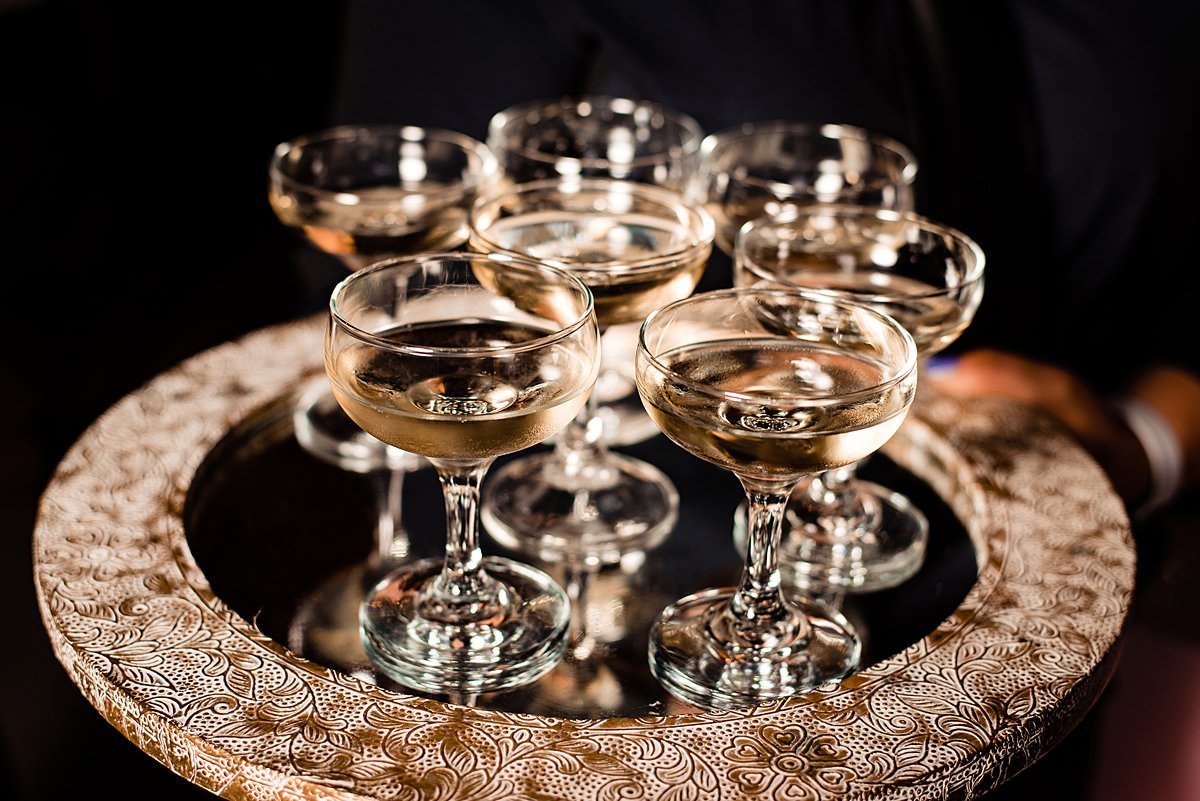 Tray of champagne flutes