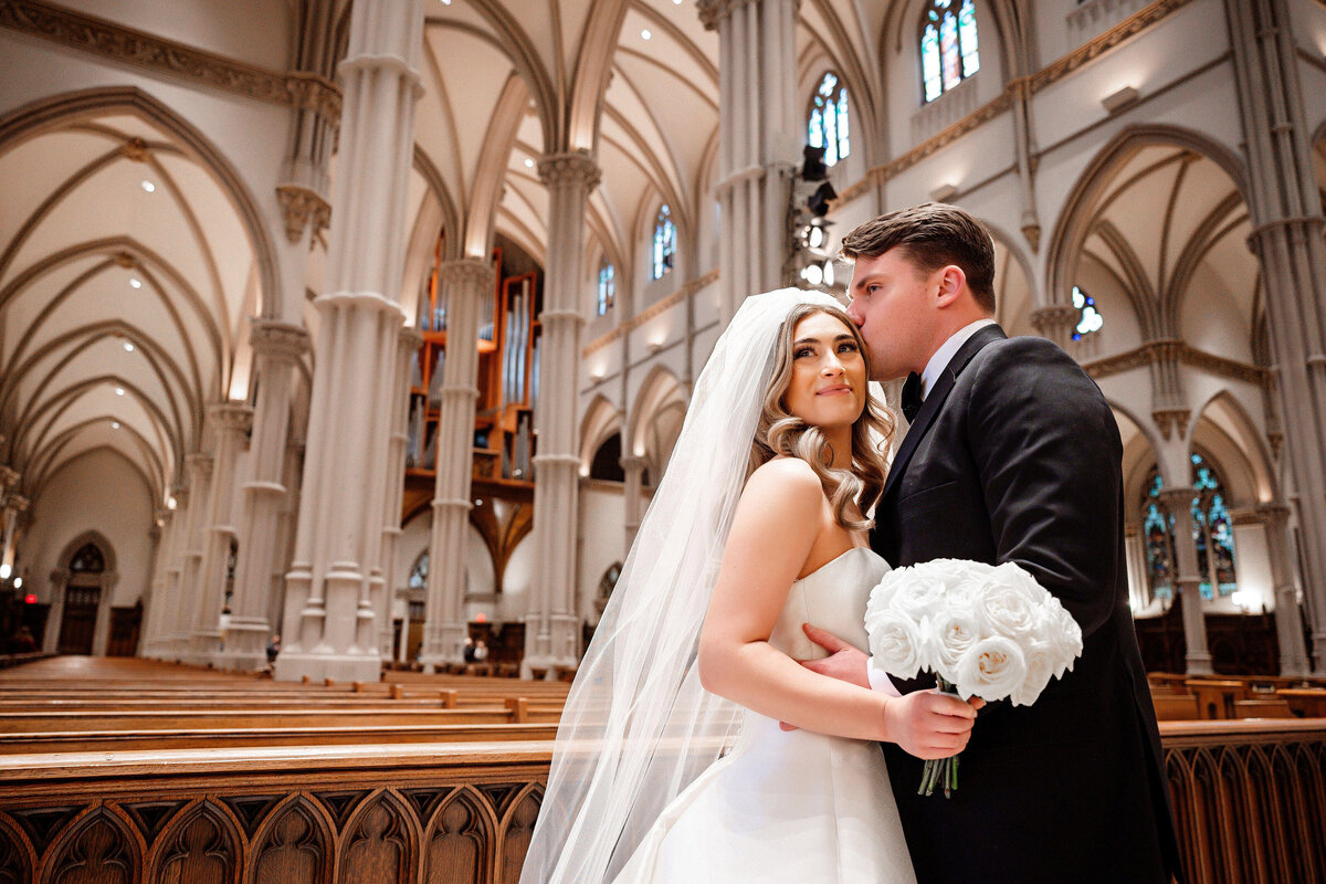 creative wedding photo at st paul cathedral pittsburgh