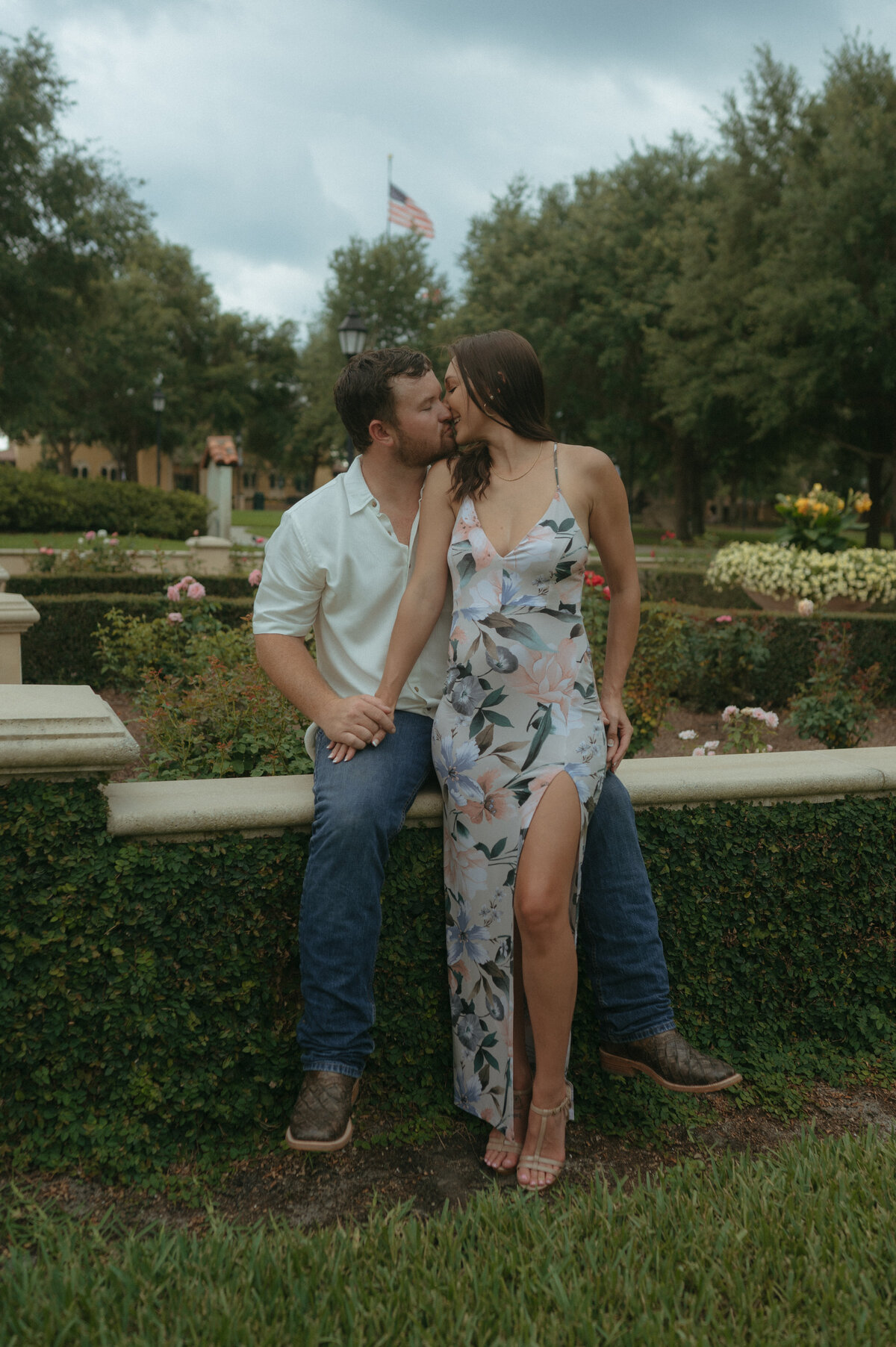 cute engagement photos in garden