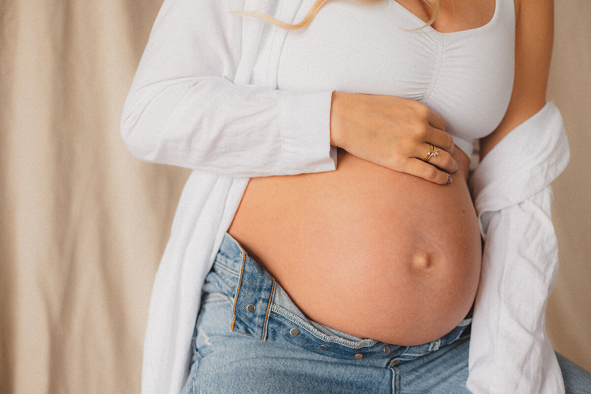 Close up of a pregnant belly
