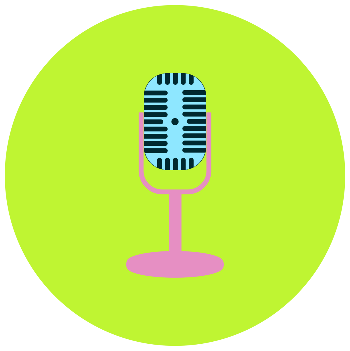 microphone icon - pink and blue on green