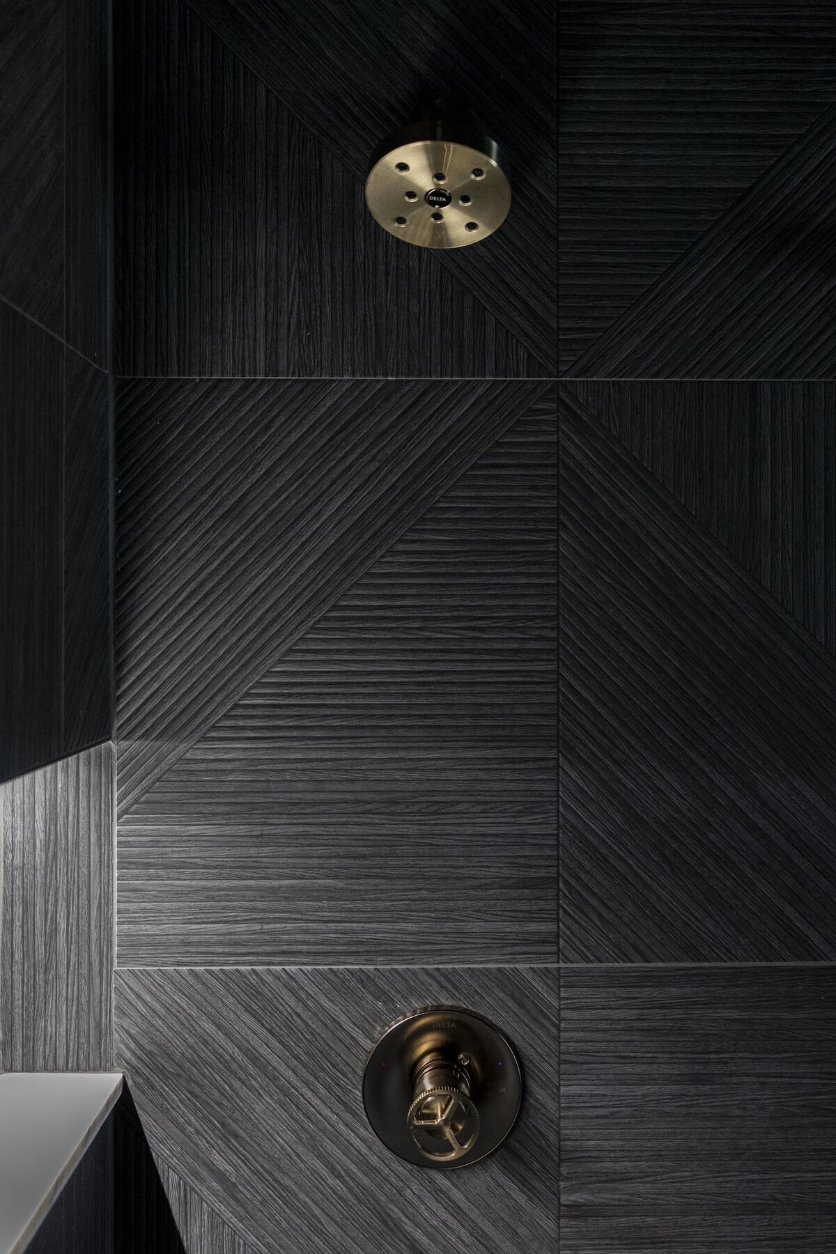 dewine design orlando interior designer contemporary coastal moody bathroom shower tile