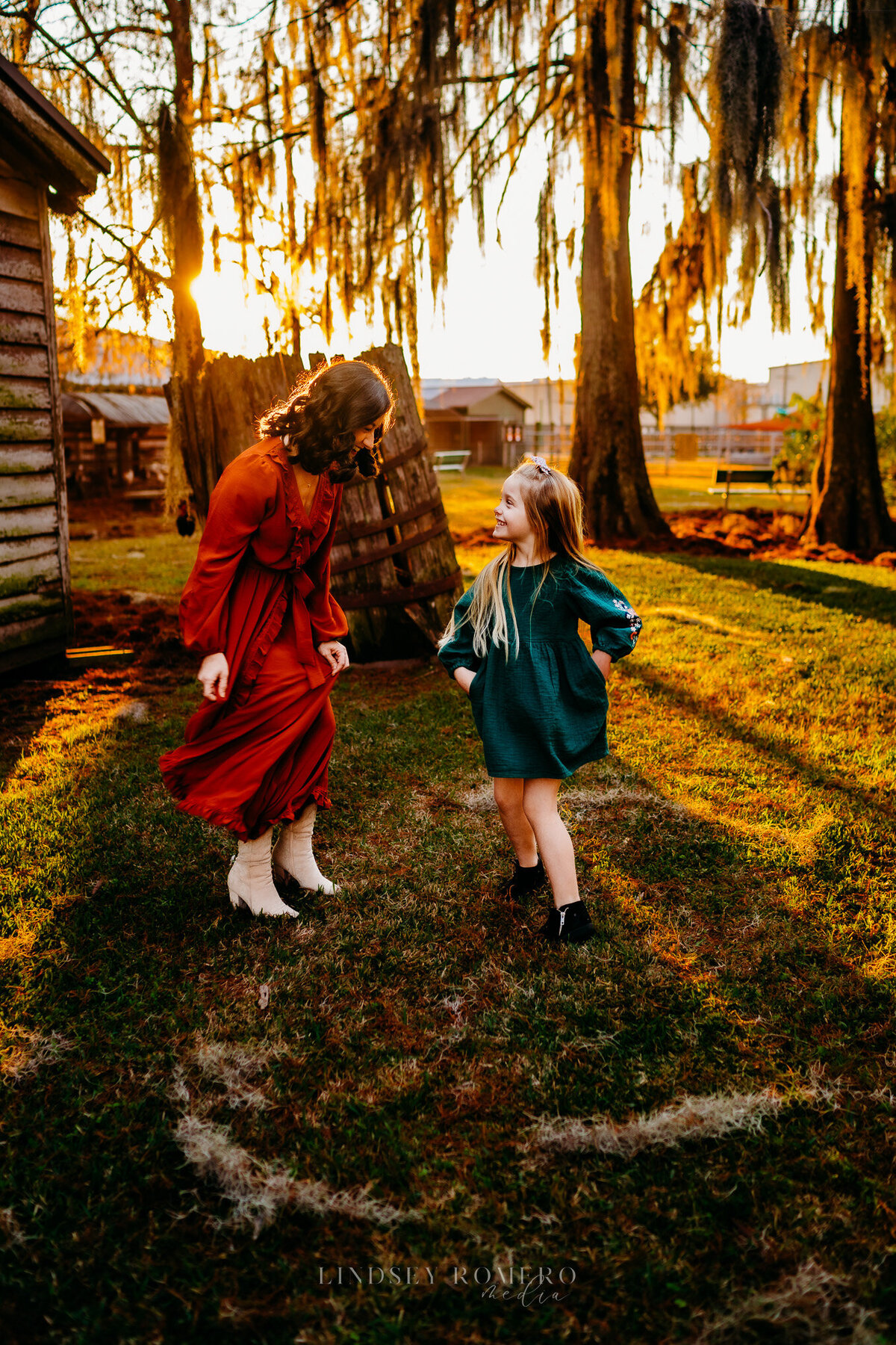 Candid pose of momy and me dancing at sunset in Patterson, la