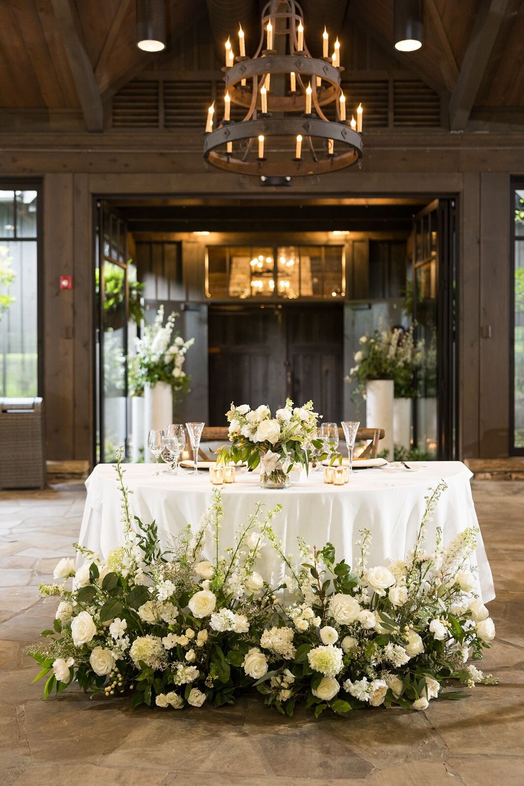 Bride and groom's table at wedding reception