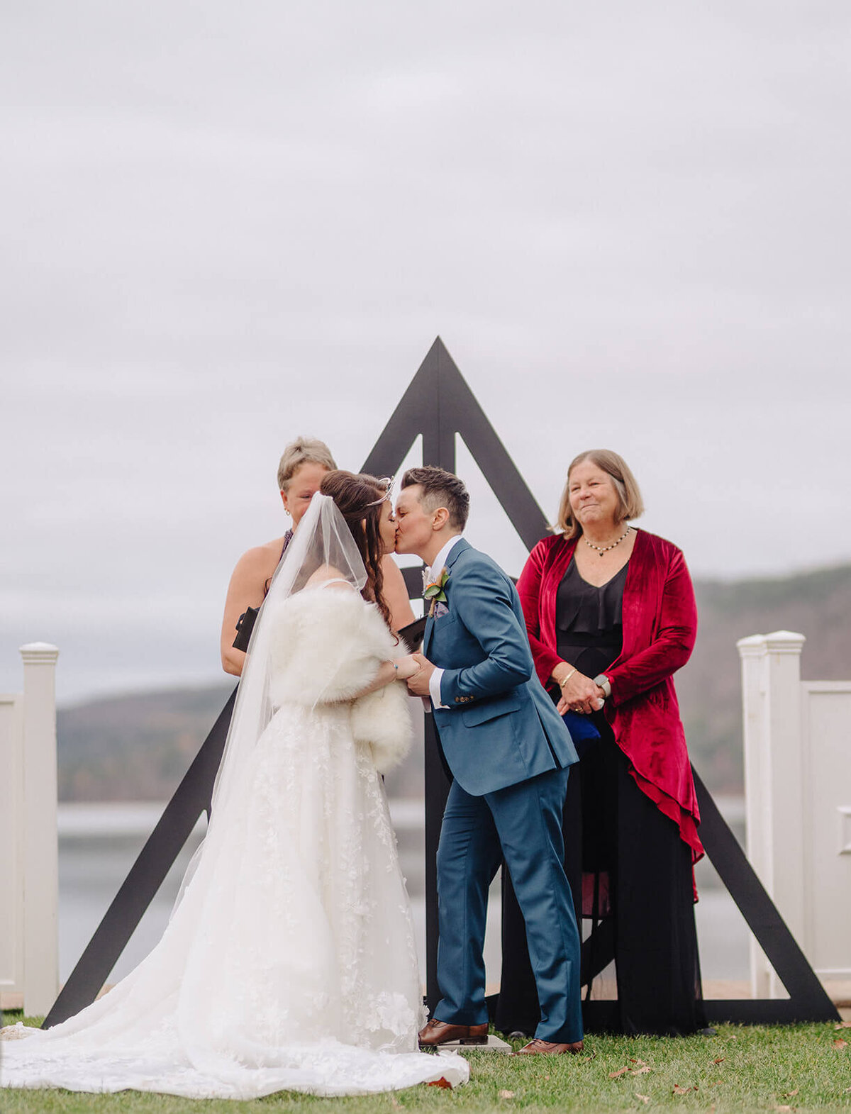 Wedding ceremony overlooking Otsego Lake at Otesaga Resort