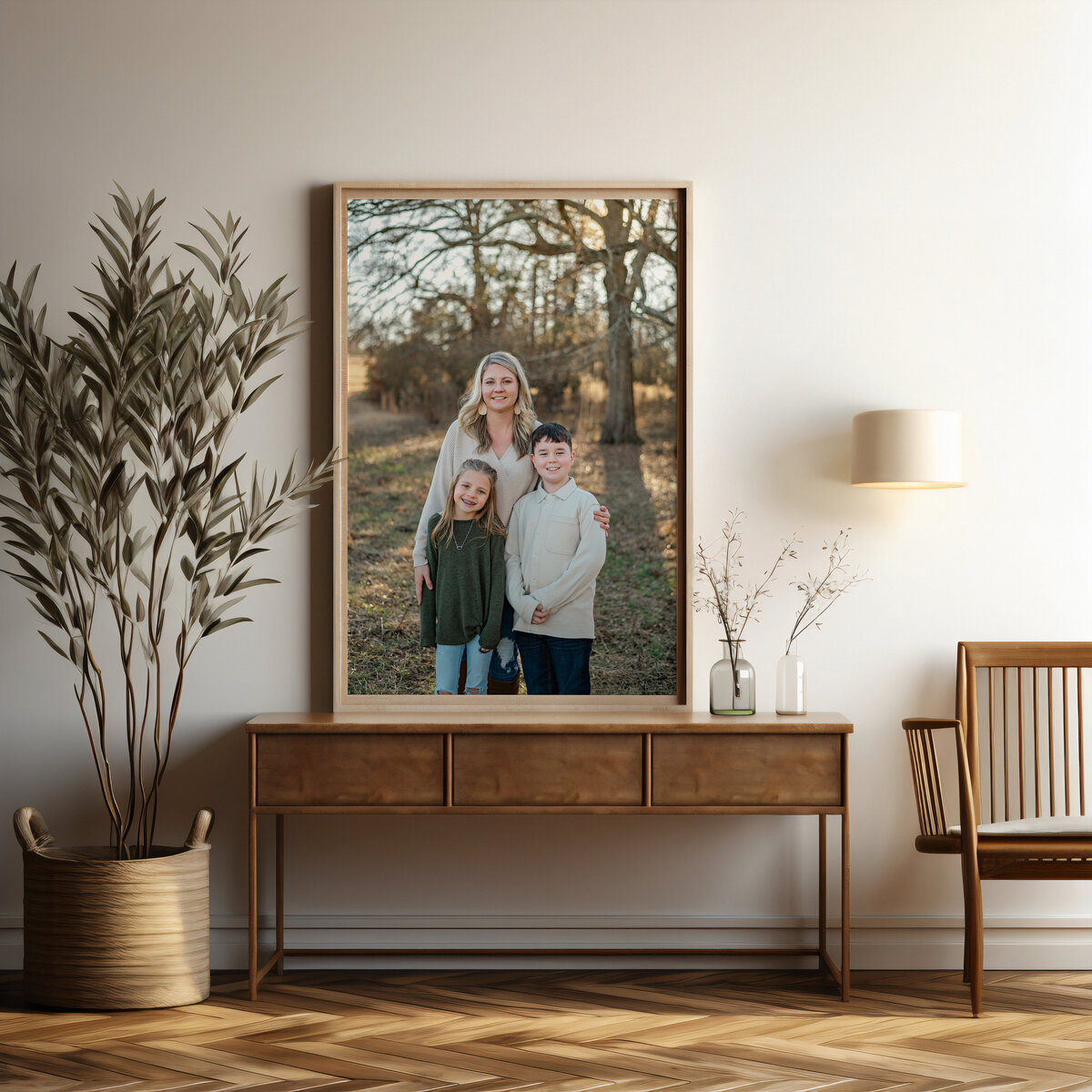 Blonde mother with her young son and daughter. By Amanda Touchstone, an Atlanta Family Photographer