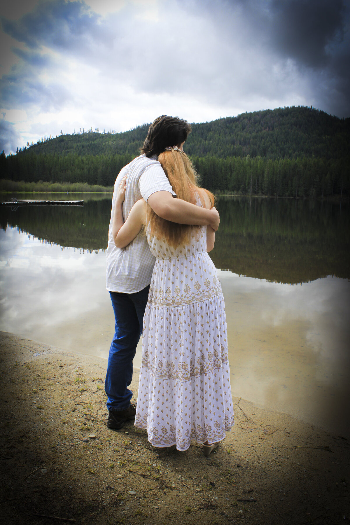 Newly Engaged Couple near Round Lake, Idaho