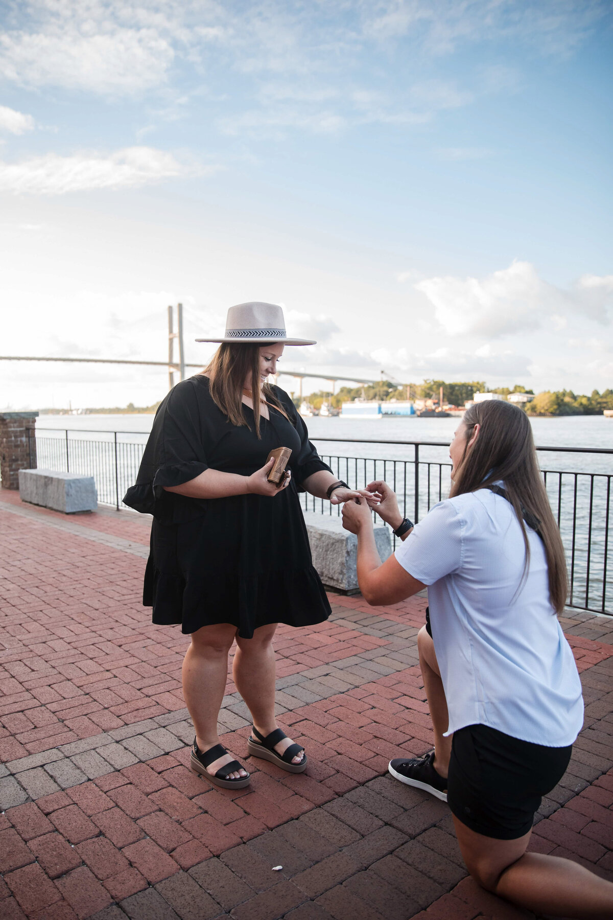Proposal at Savannah Riverwalk | Proposal Photographer in Savannah, Georgia | Phavy Photography