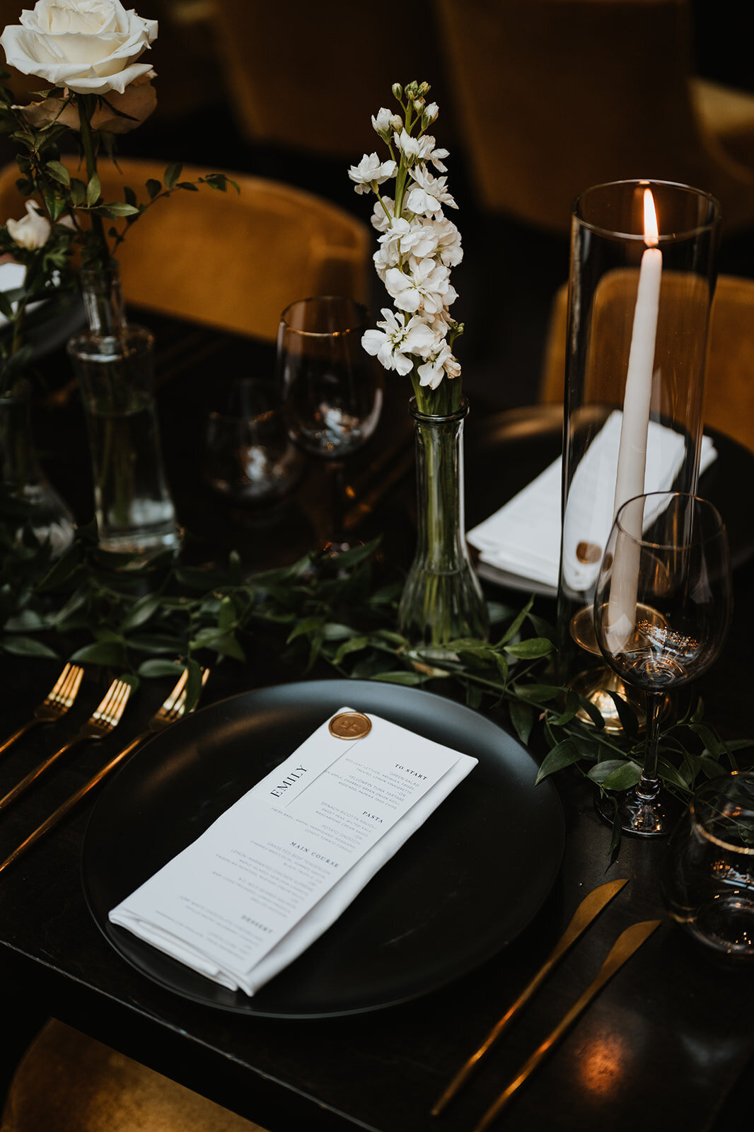 Modern Sleek Wedding Decor Tabletop Details