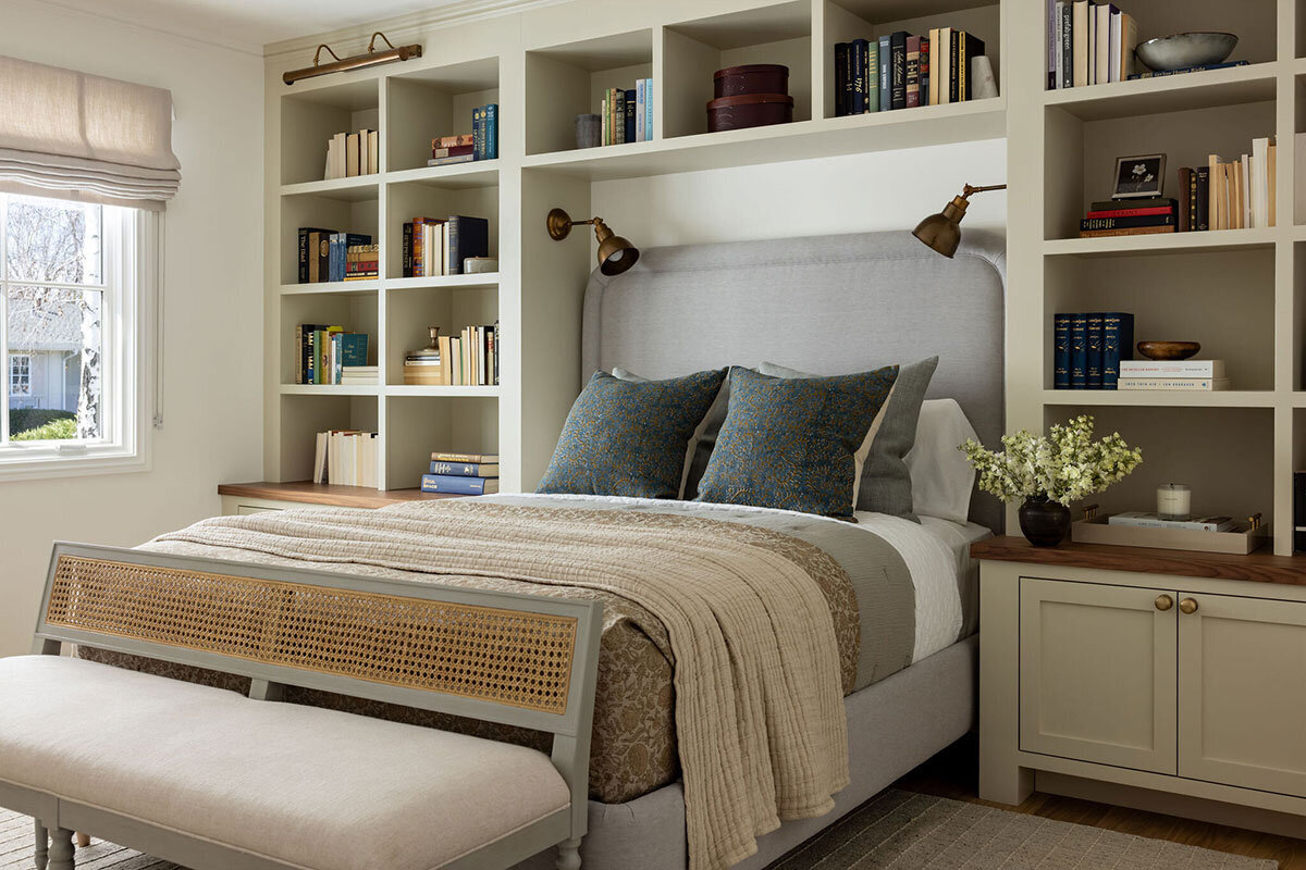 Natural materials and classic styling in a traditionally designed bedroom
