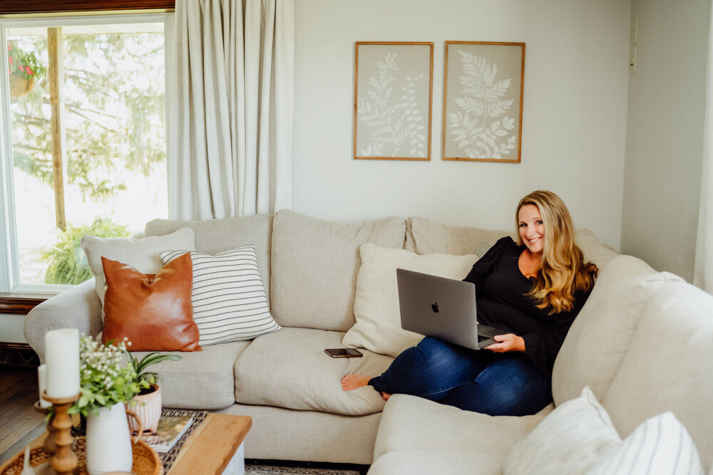 Brand and website designer Jackie Dahm working with a coaching client