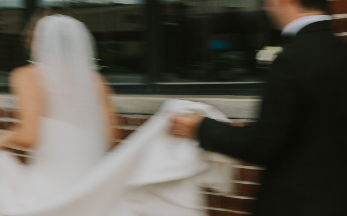 Bride walking through wedding aisle, Indiana ceremony photo.