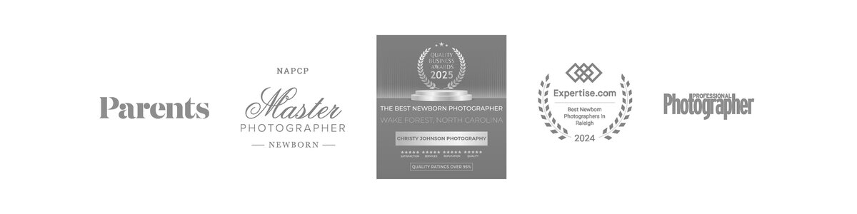 Features and awards for Wake Forest NC newborn photographer Christy Johnson Photography