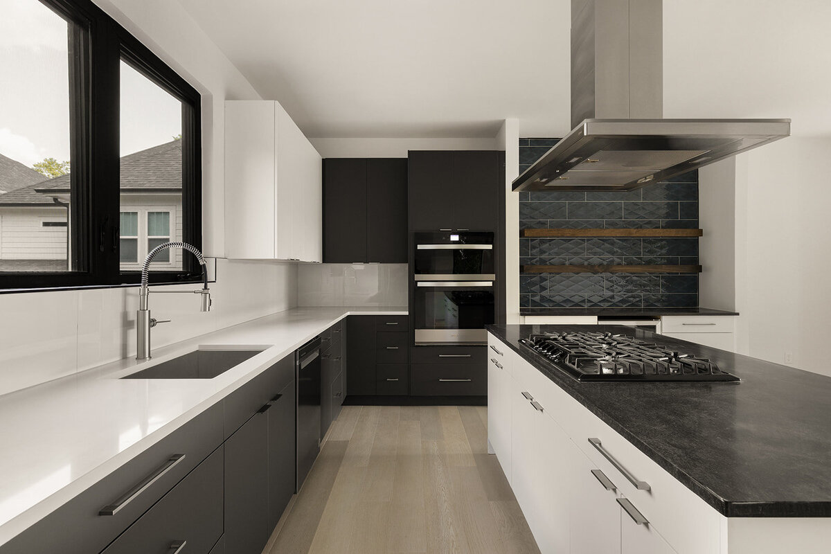 Modern kitchen with flat panel cabinetry