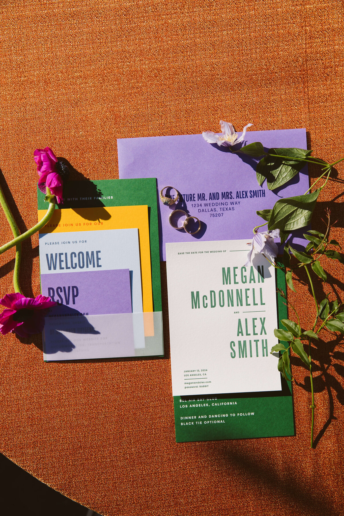 Modern colorful wedding invitations by The Detail Department