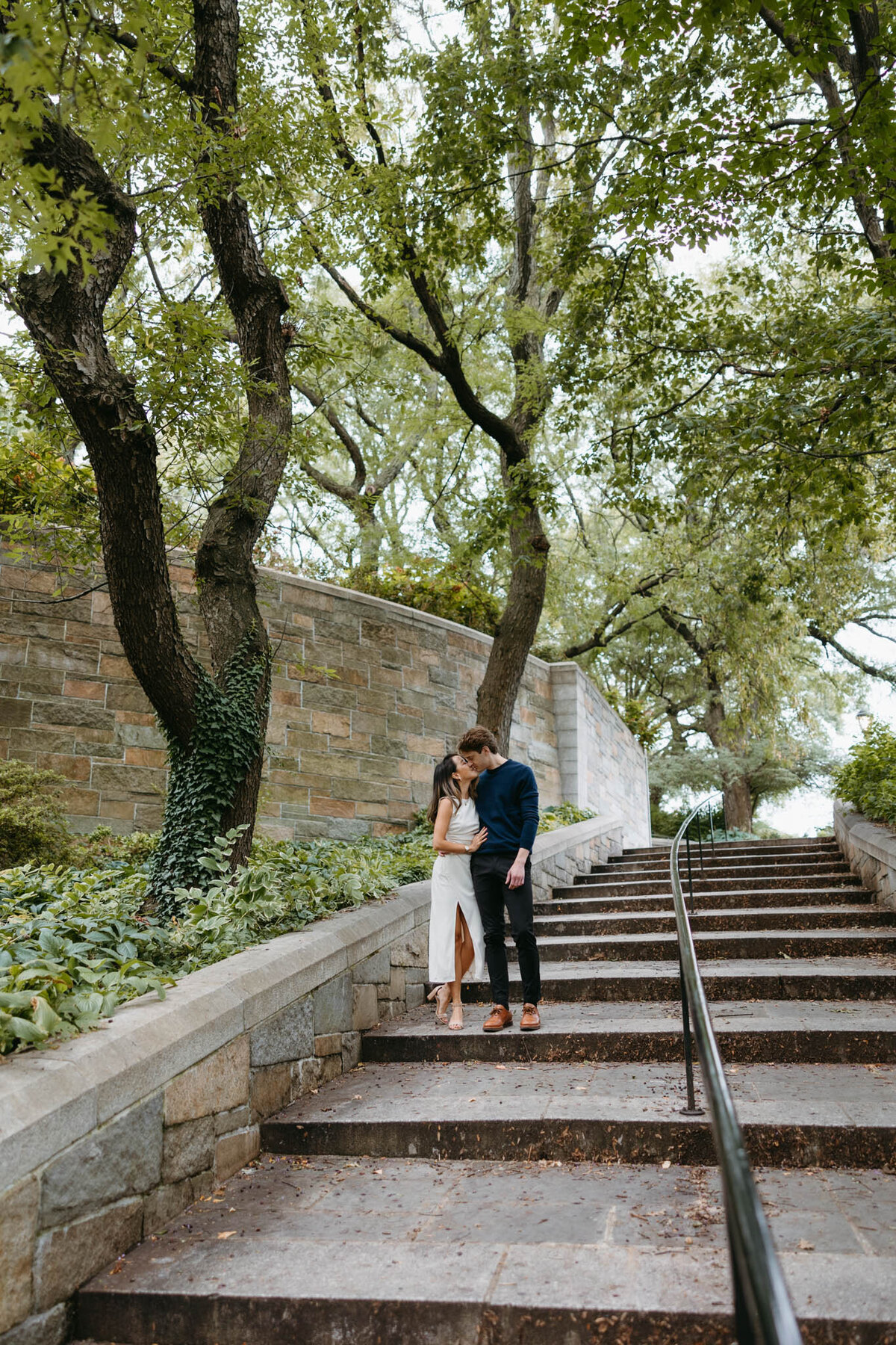 couples on stairs during downtown new york city photos