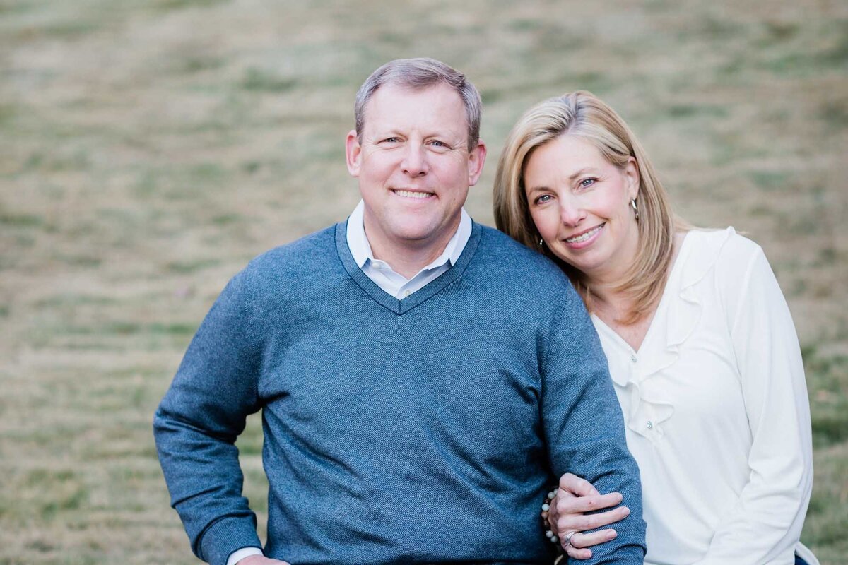 An up close portrait of a couple during their family portrait session.