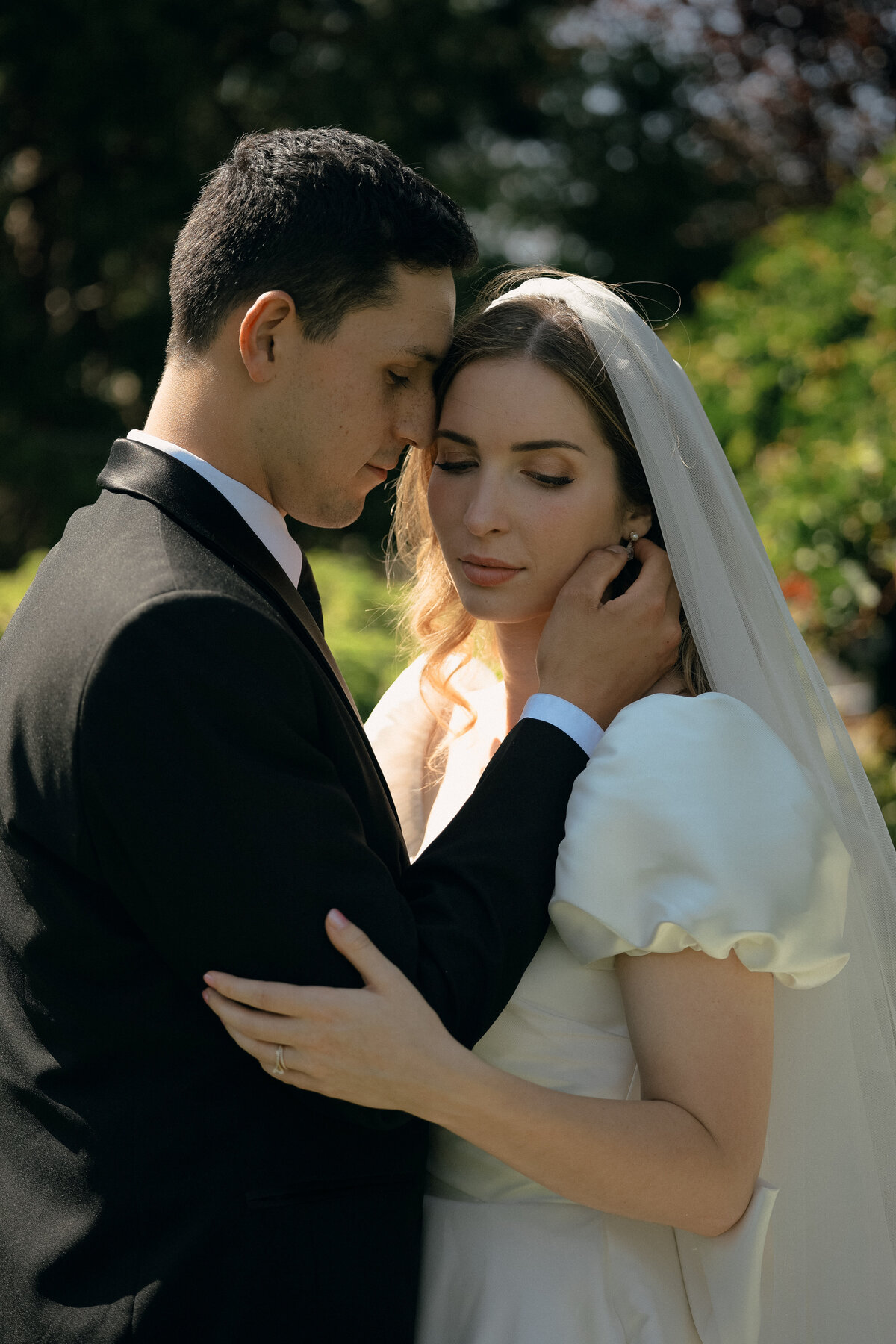 Tender Bride and Groom Portrait in Natural Light | Timeless Oregon Wedding Photographer