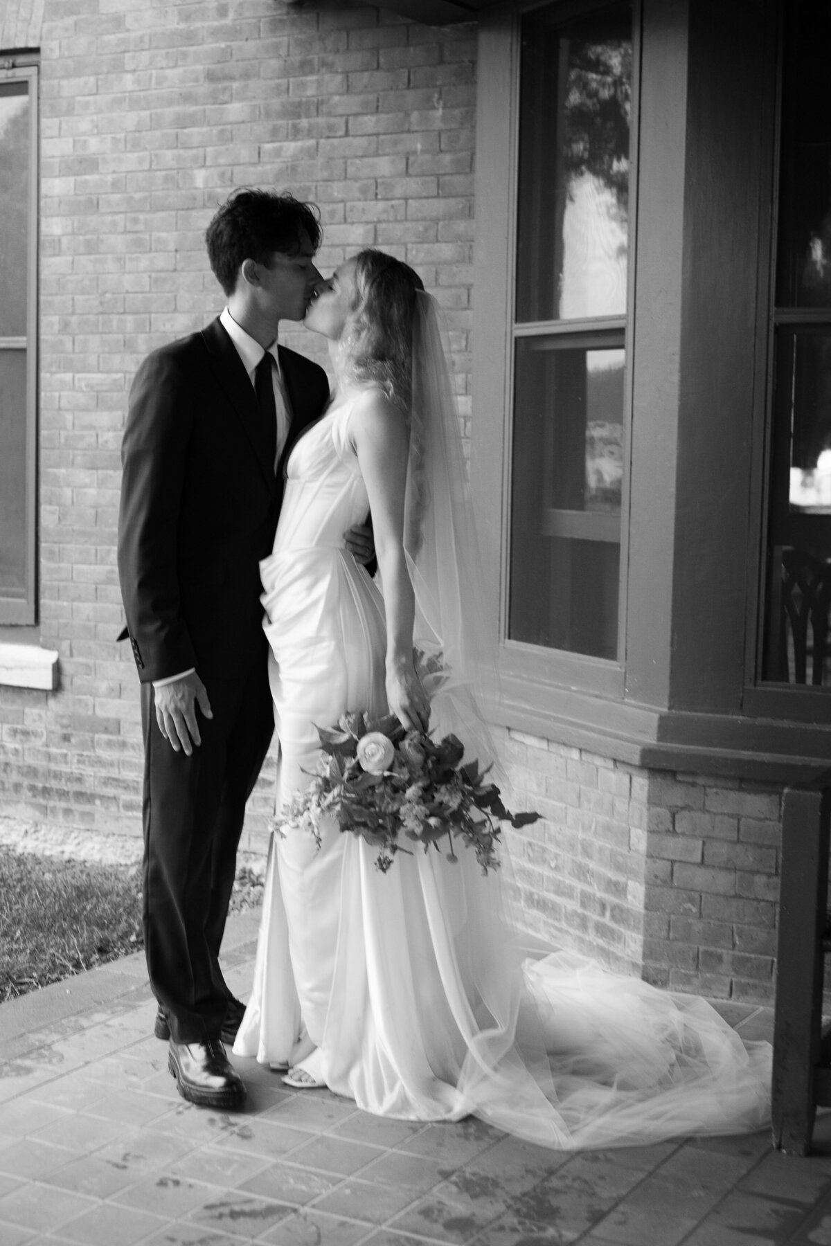 elegant couple in dany tabet wedding dress
