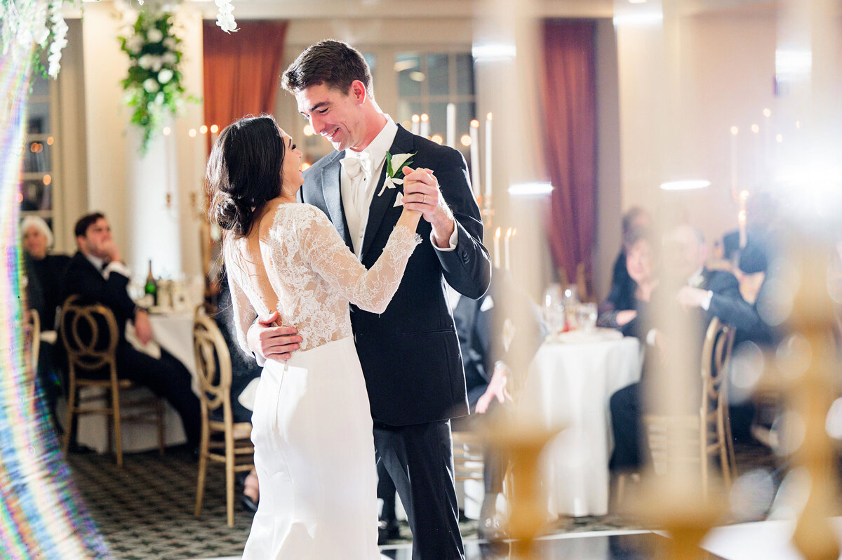 bride and groom dancing first dance