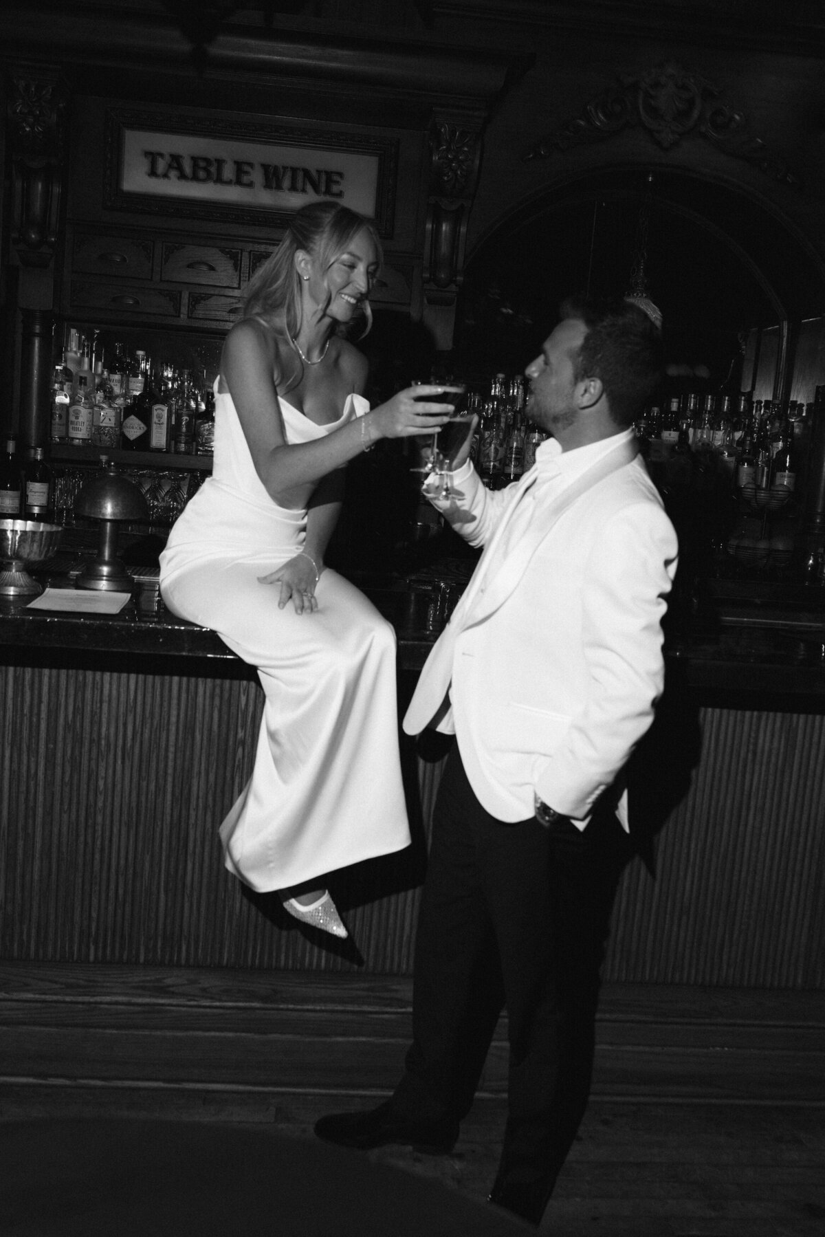 Fashion Forward Wedding Film photography captures editorial reception celebration at Trivoli Tavern Chicago with Lauren Alatriste's fashion forward approach, showcasing celebration elegance while maintaining sophisticated luxury wedding imagery and authentic emotional storytelling.