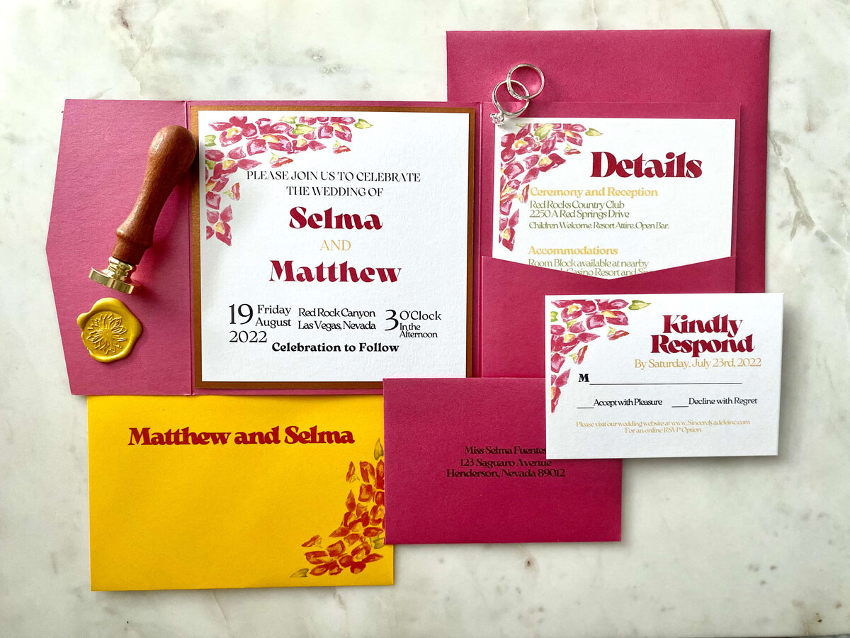 magenta-square-pocket-wedding-invitation