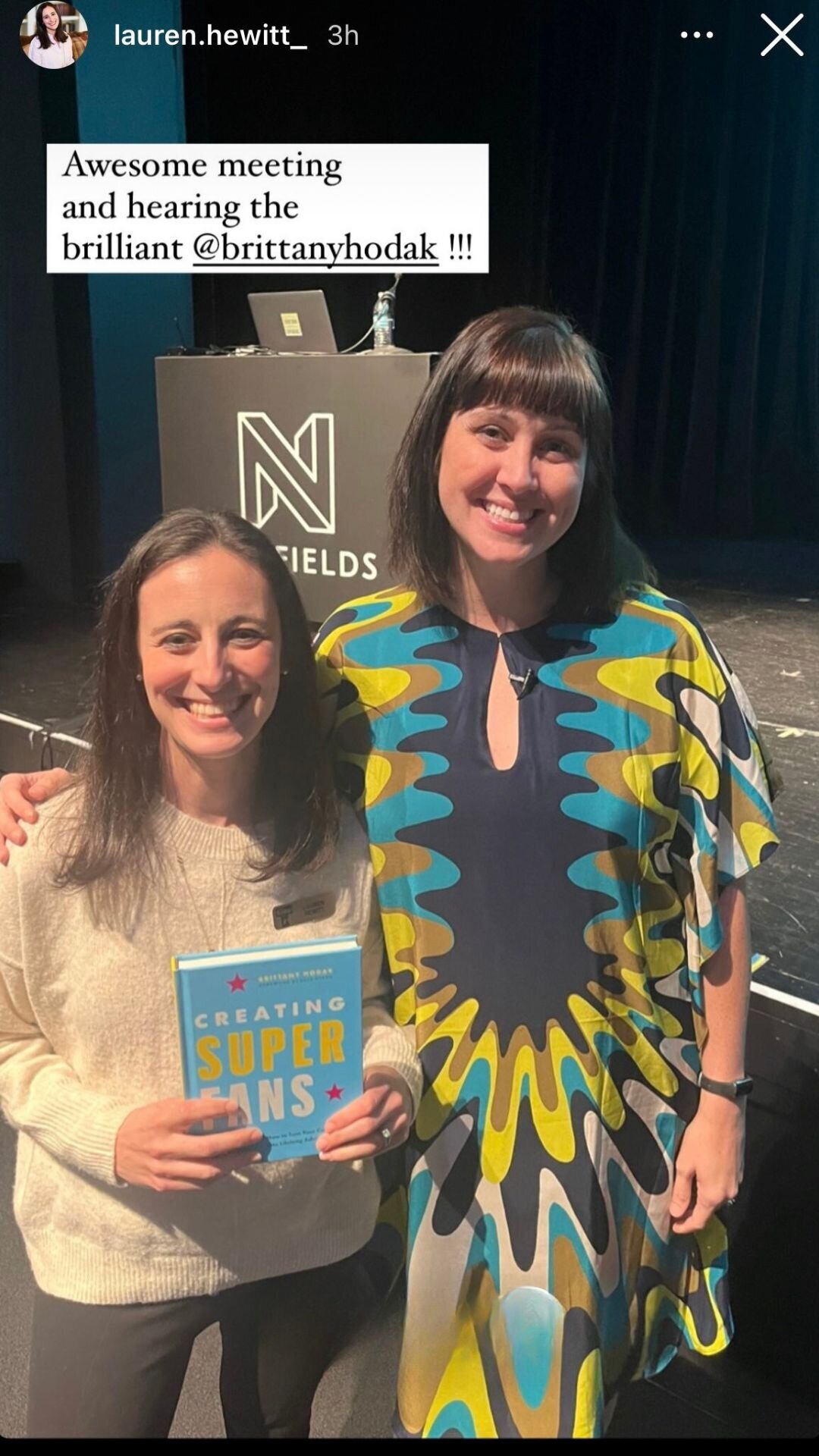Instagram story featuring audience member and keynote speaker, Brittany Hodak.