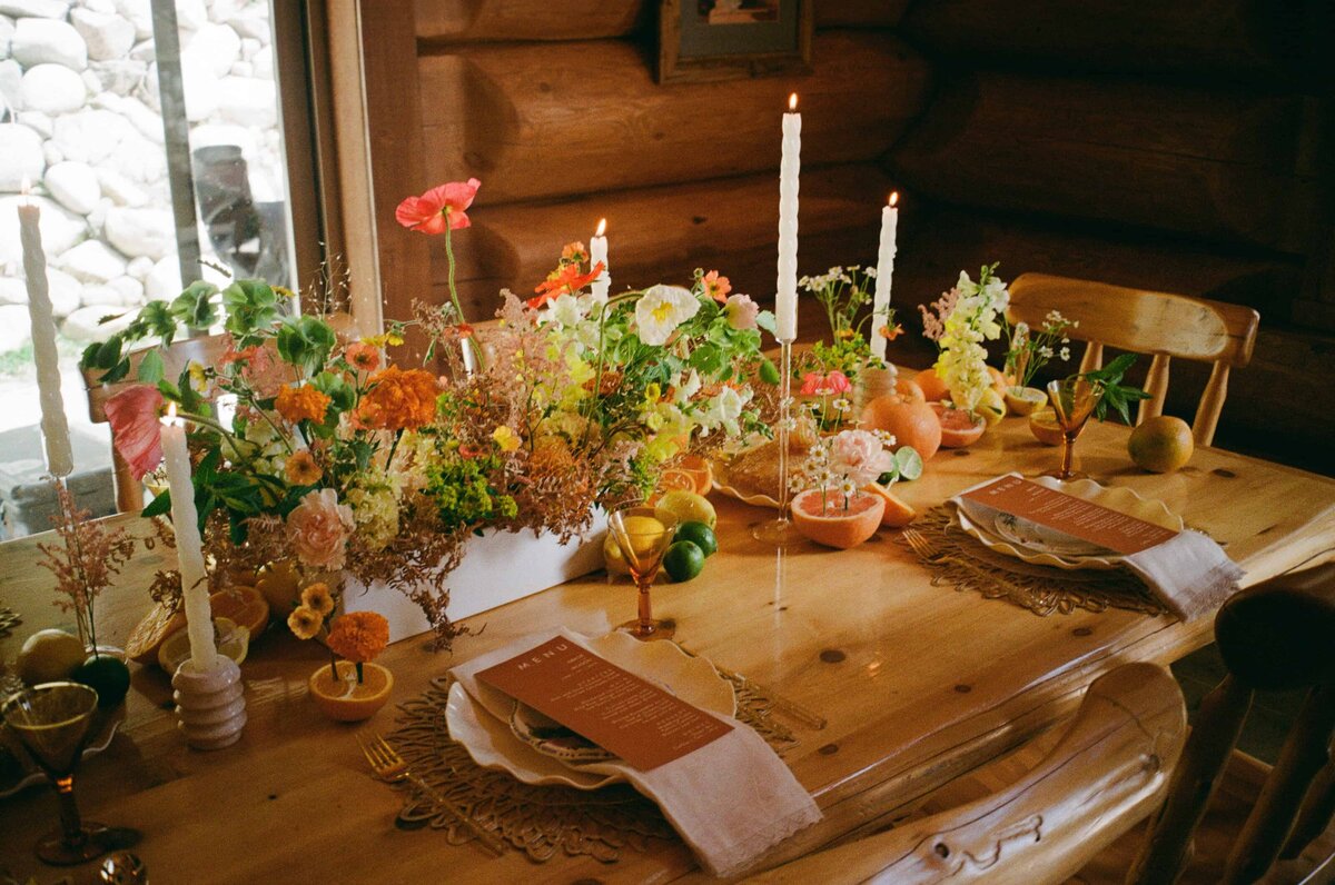 A decorated table at a Colorado Elopement.