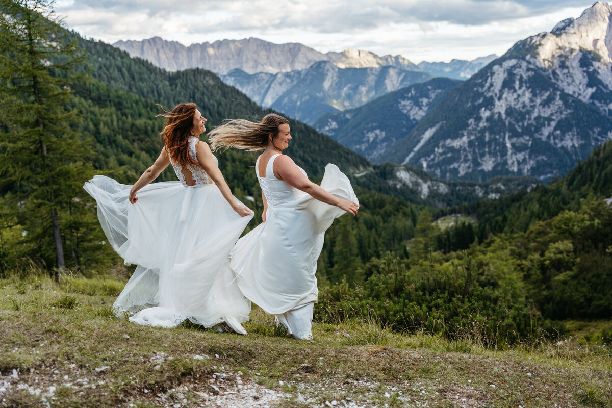 Romantic couple mountain elopement Slovenia